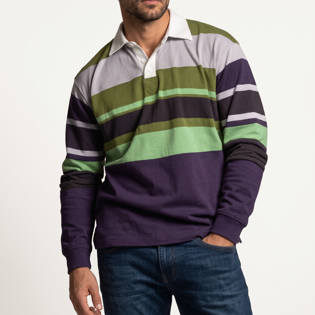 Classic Rugby Shirt for Men – Relaxed Fit Heavyweight Cotton Casual Top