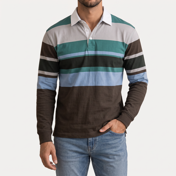 Classic Rugby Shirt for Men – Relaxed Fit Heavyweight Cotton Casual Top