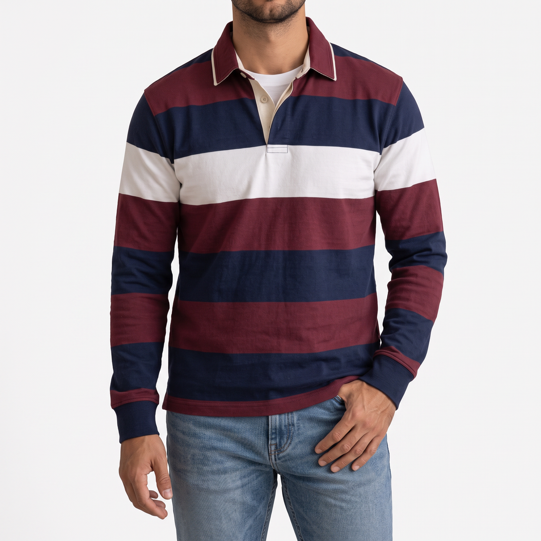Classic Rugby Shirt for Men – Relaxed Fit Heavyweight Cotton Casual Top