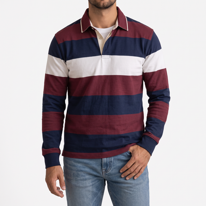 Classic Rugby Shirt for Men – Relaxed Fit Heavyweight Cotton Casual Top