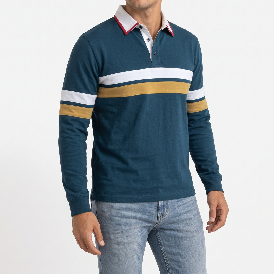 Classic Rugby Shirt for Men – Relaxed Fit Heavyweight Cotton Casual Top