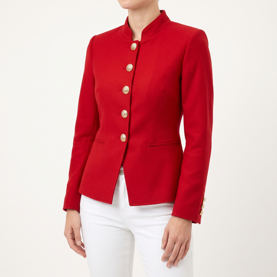 Gold Button Tailored Military Blazer