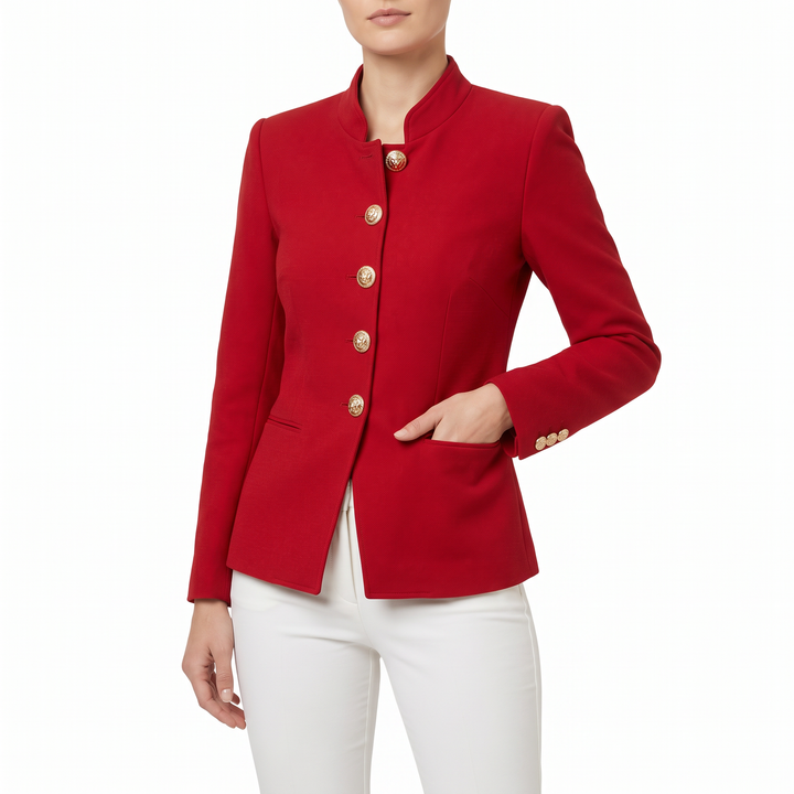 Gold Button Tailored Military Blazer