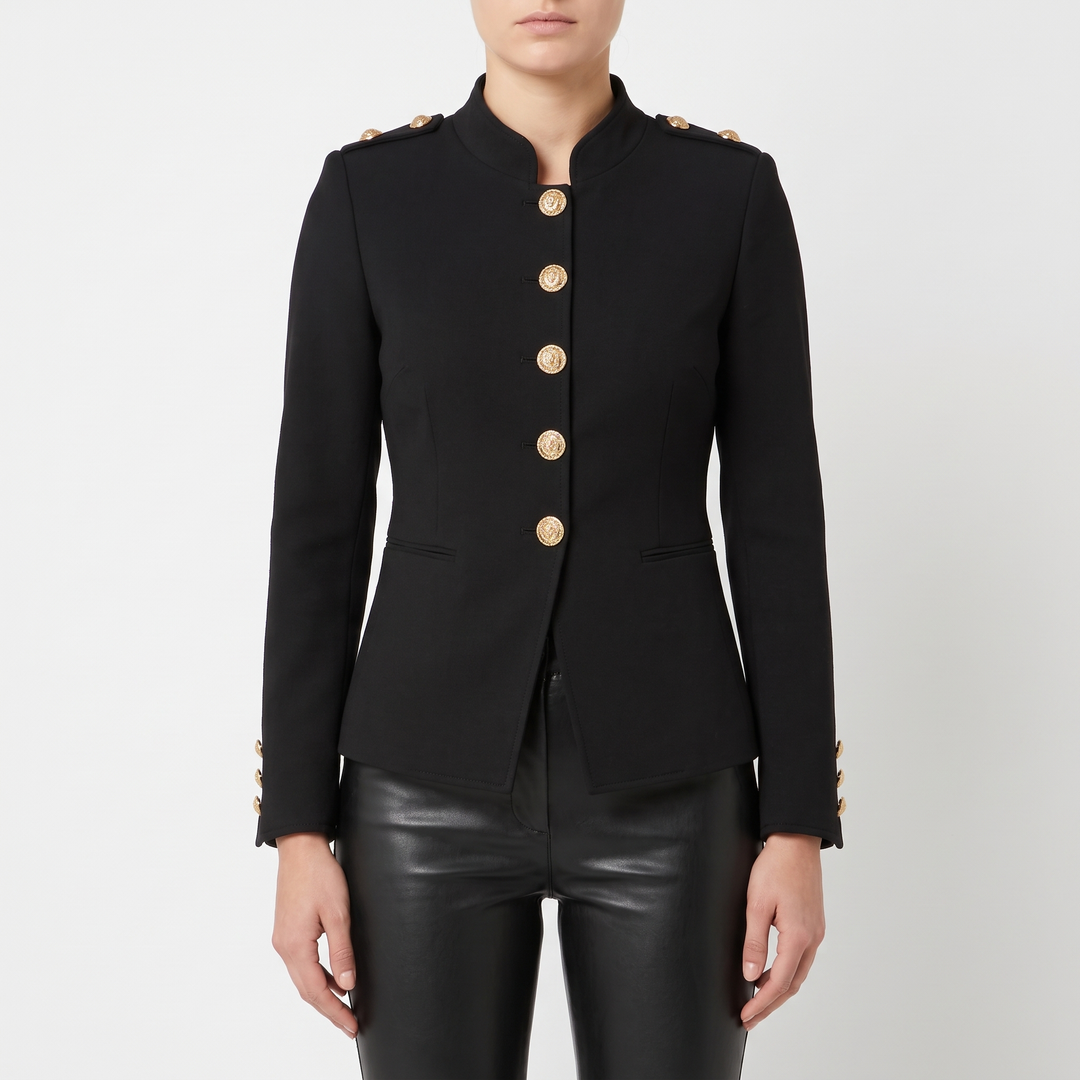 Gold Button Tailored Military Blazer