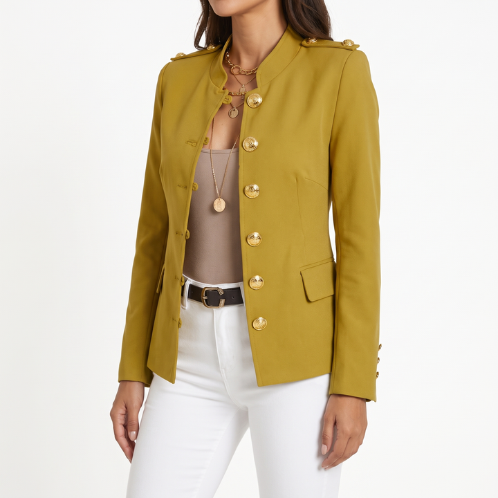 Gold Button Tailored Military Blazer