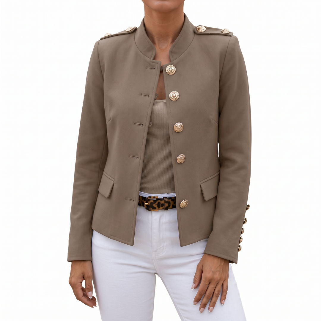 Gold Button Tailored Military Blazer