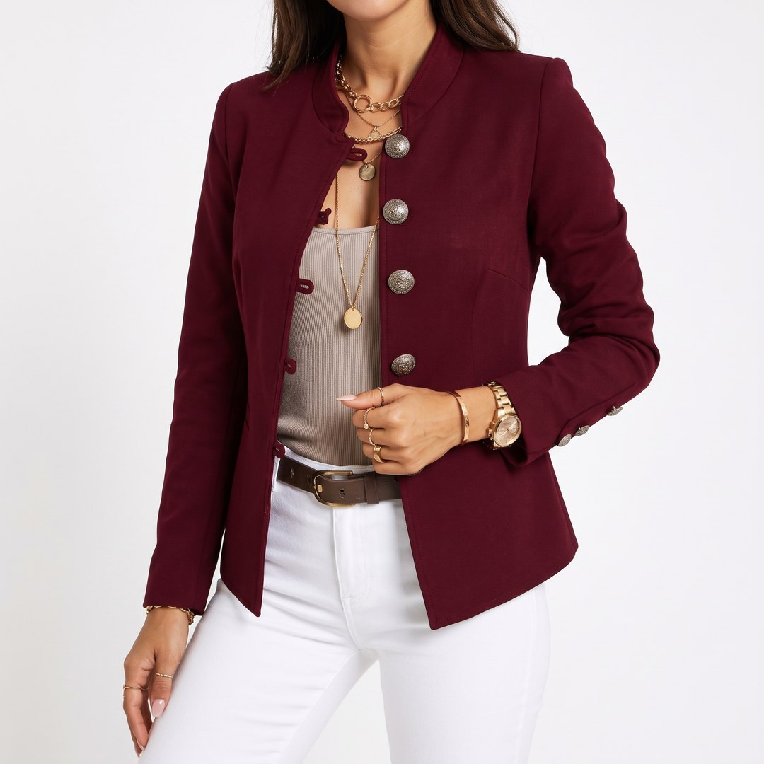 Gold Button Tailored Military Blazer