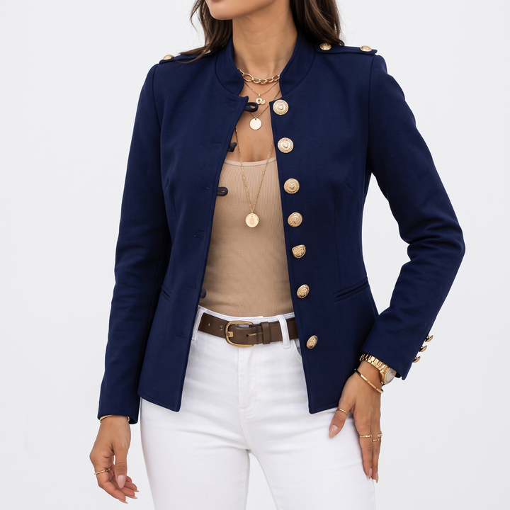 Gold Button Tailored Military Blazer