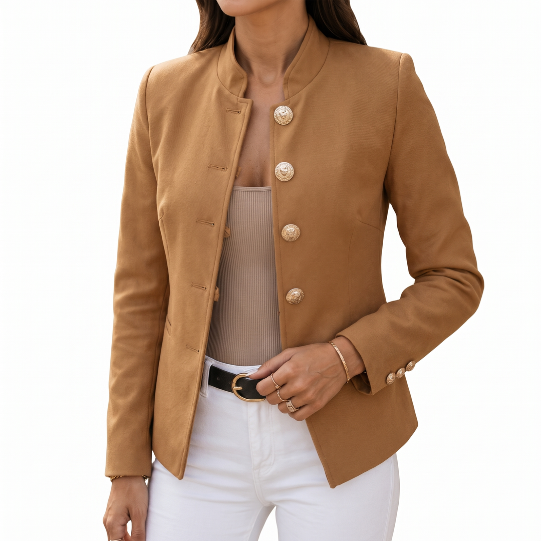 Gold Button Tailored Military Blazer