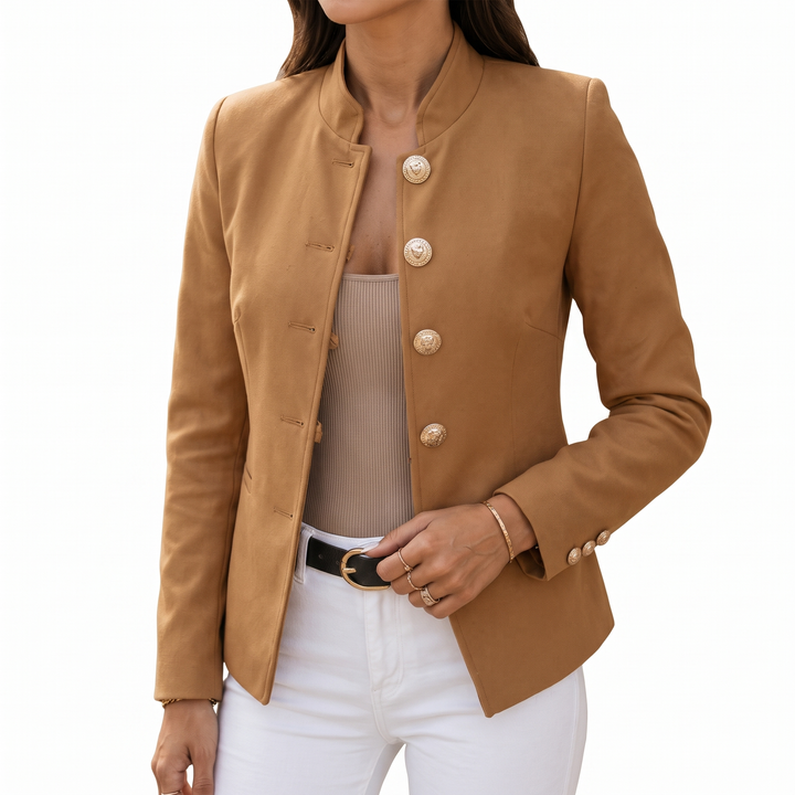 Gold Button Tailored Military Blazer