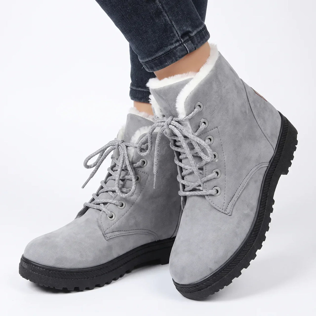 Women's Wool-Lined Snow Lace-Up Winter Ankle Boots