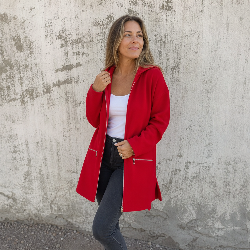 Women's Longline Hooded Open-Front Cardigan