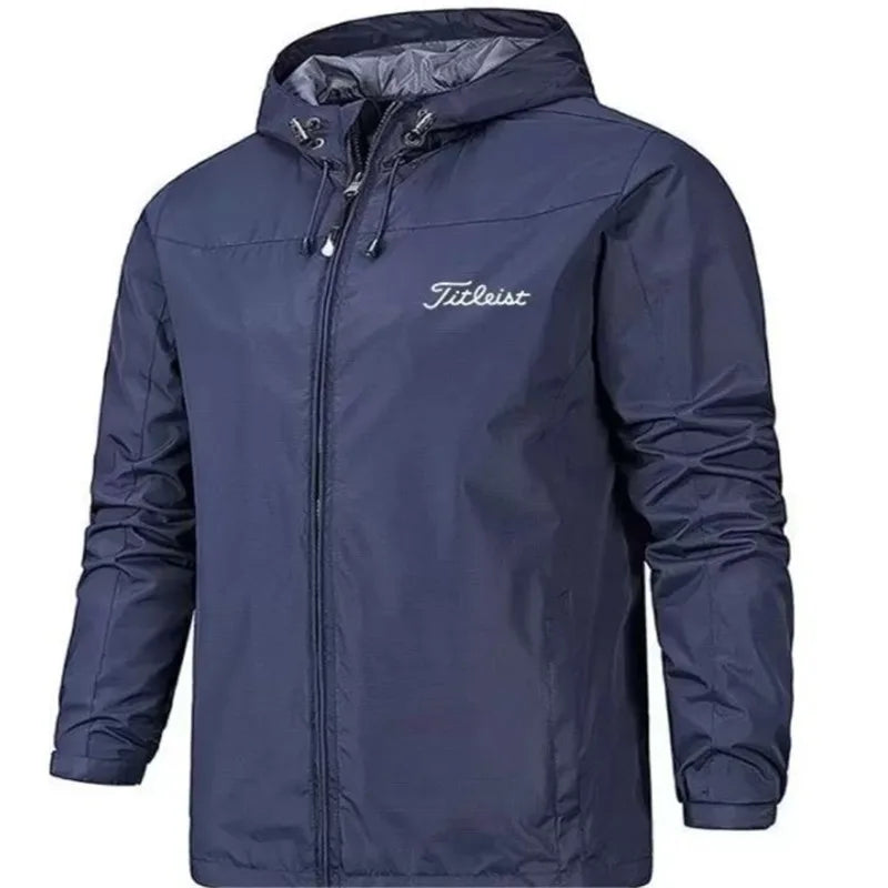 Men's Hooded Windbreaker Jacket in Dark Blue