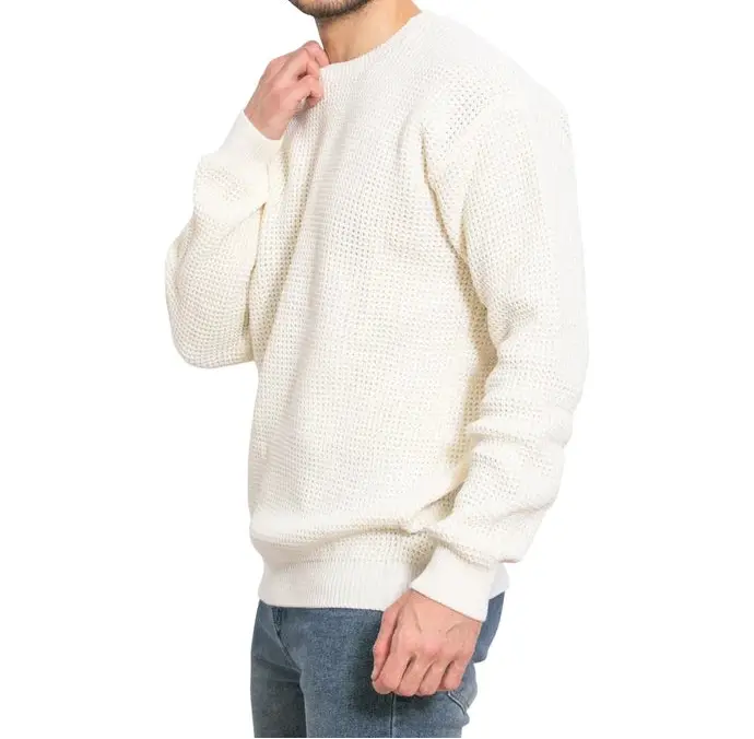 Men's Crew Neck Sweater - Textured Knit Pullover, Relaxed Fit for Fall & Winter Oxford and Hill