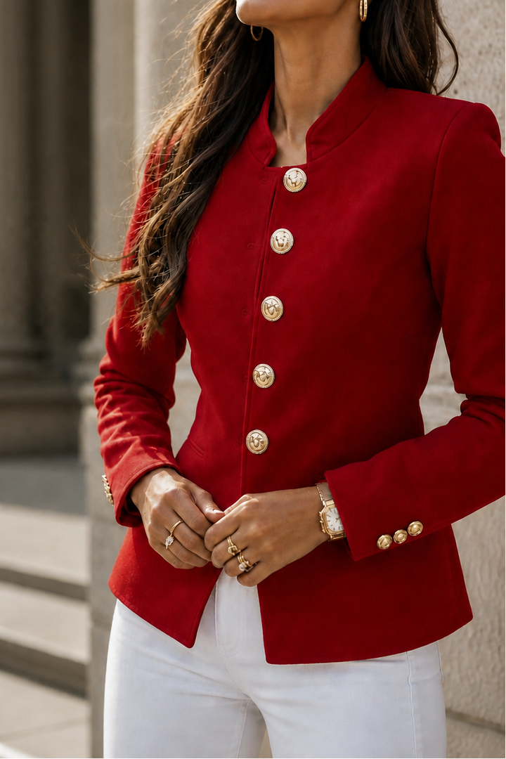 Gold Button Tailored Military Blazer