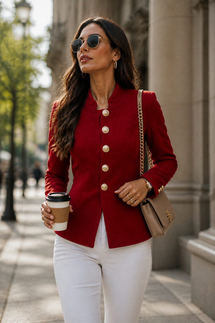 Gold Button Tailored Military Blazer