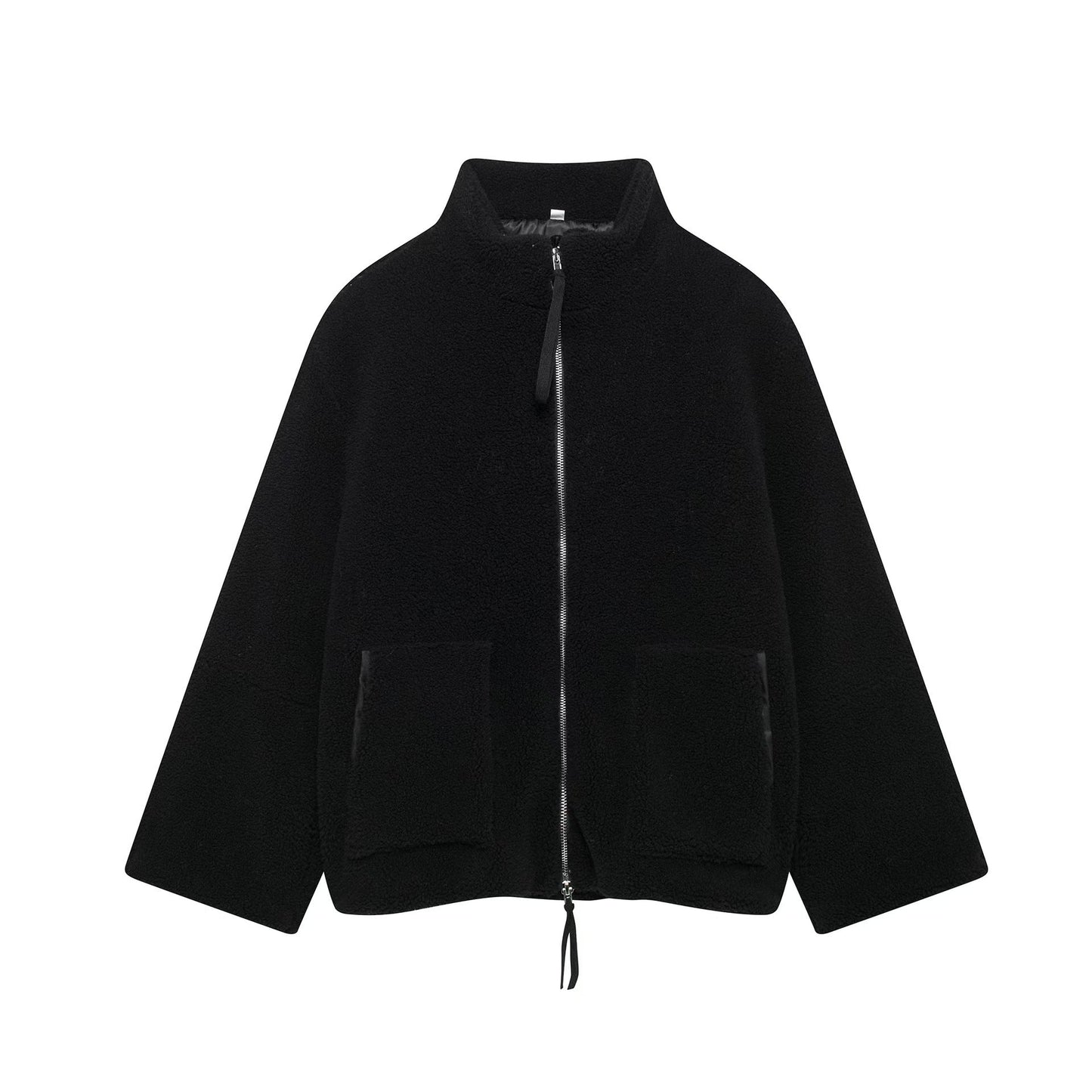 Women's Sherpa Fleece Zip Up Jacket Stand Collar Oversized Warm Winter Coat