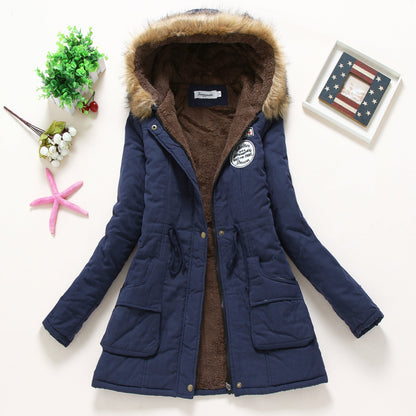 Women's Fur Hood Parka Fleece Lined Padded Winter Coat
