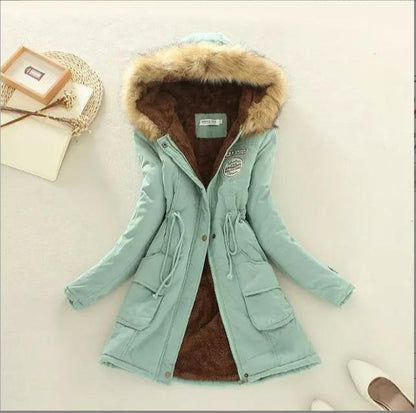 Women's Fur Hood Parka Fleece Lined Padded Winter Coat