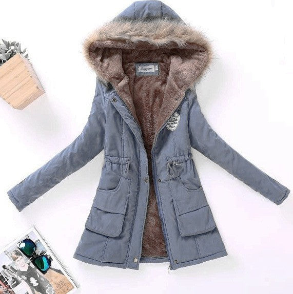 Women's Fur Hood Parka Fleece Lined Padded Winter Coat