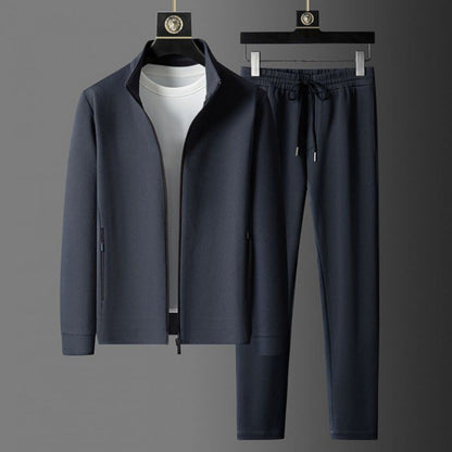 Men's Textured Slim-Fit Full-Zip Tracksuit and Joggers Winter Set