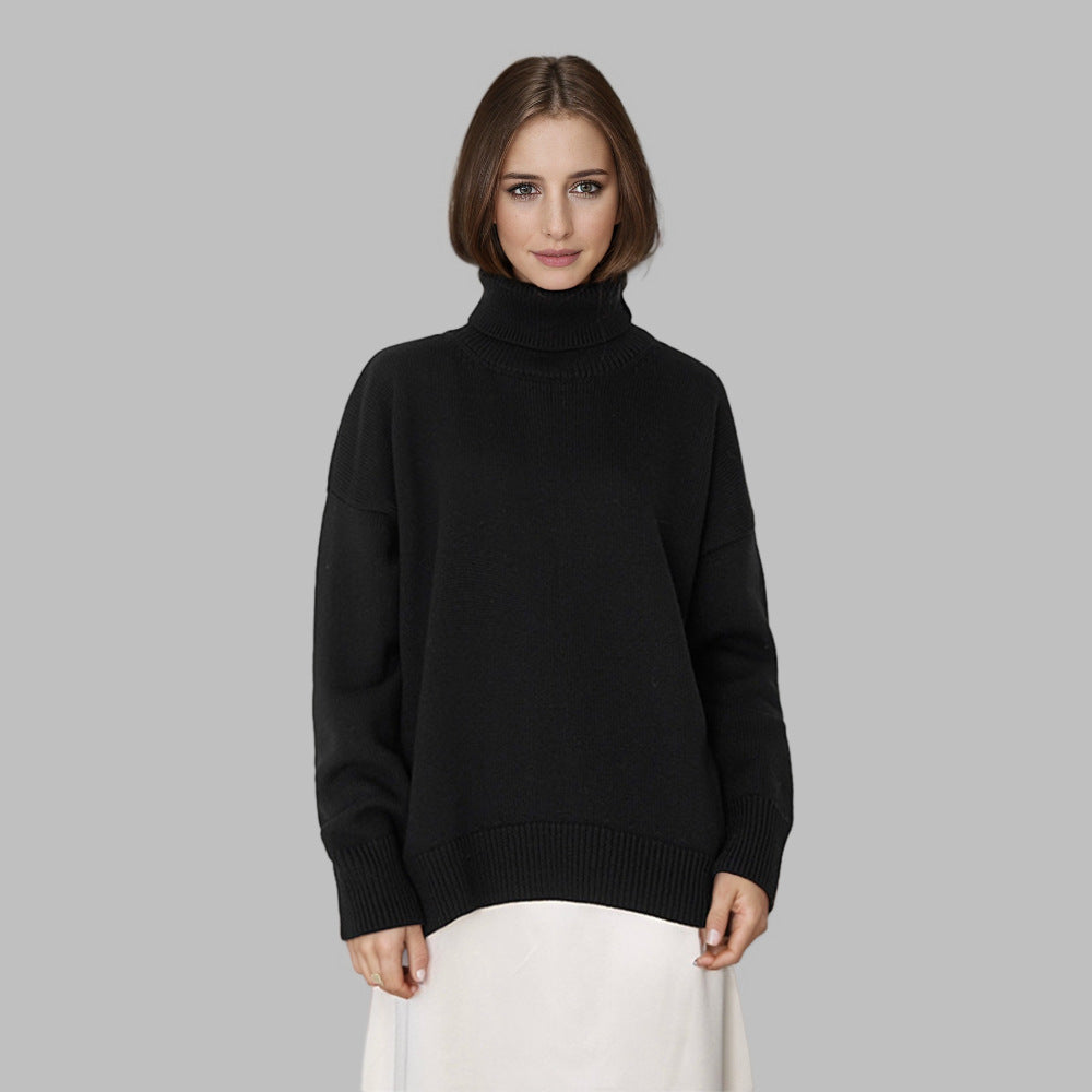 Women's Oversized Turtleneck Cap-Sleeve Knit Winter Vest