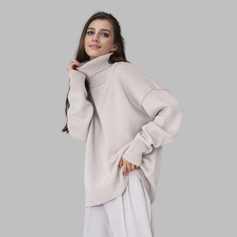 Women's Oversized Turtleneck Cap-Sleeve Knit Winter Vest
