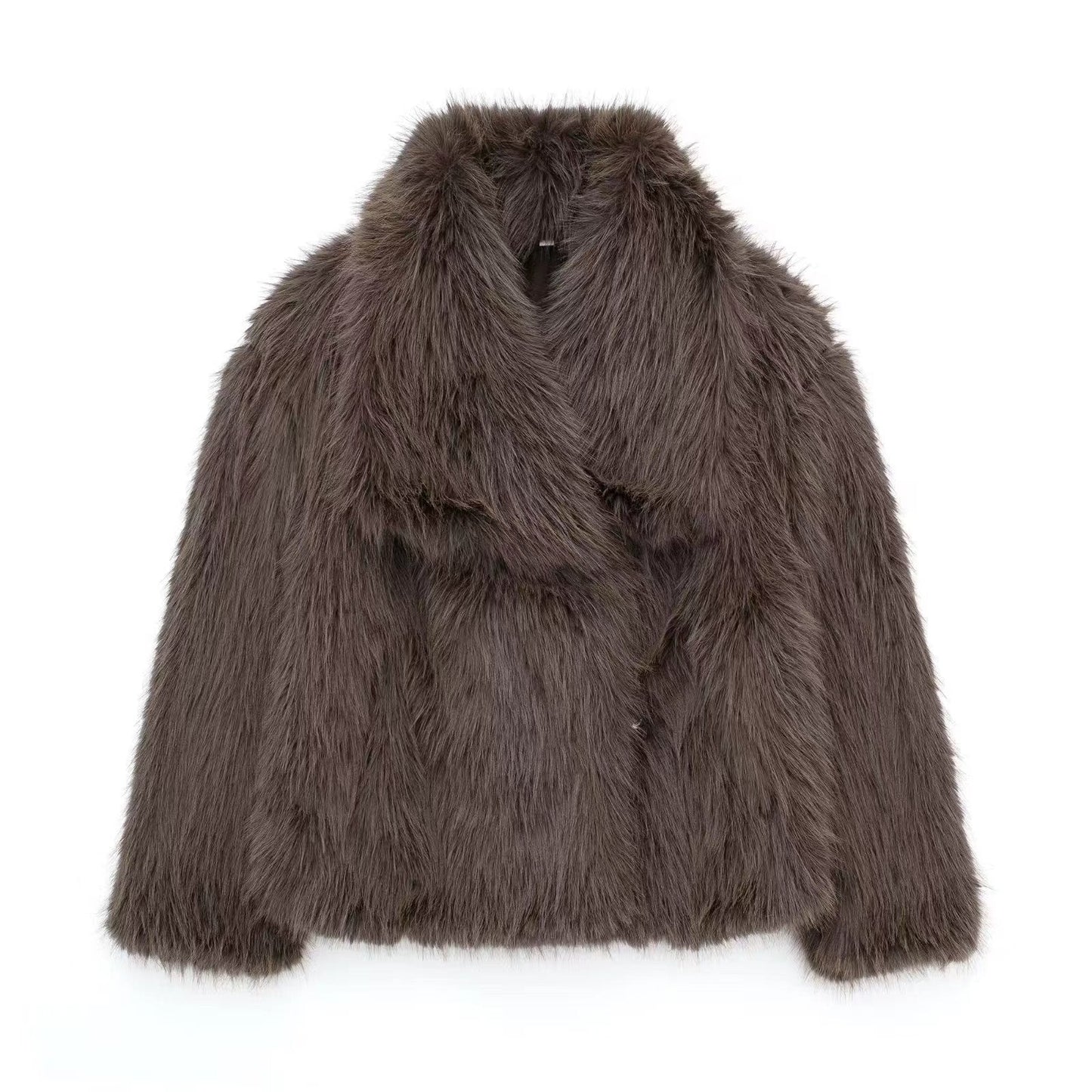 Women's Faux Fur Jacket – Oversized Shaggy Faux Fur Cropped Coat