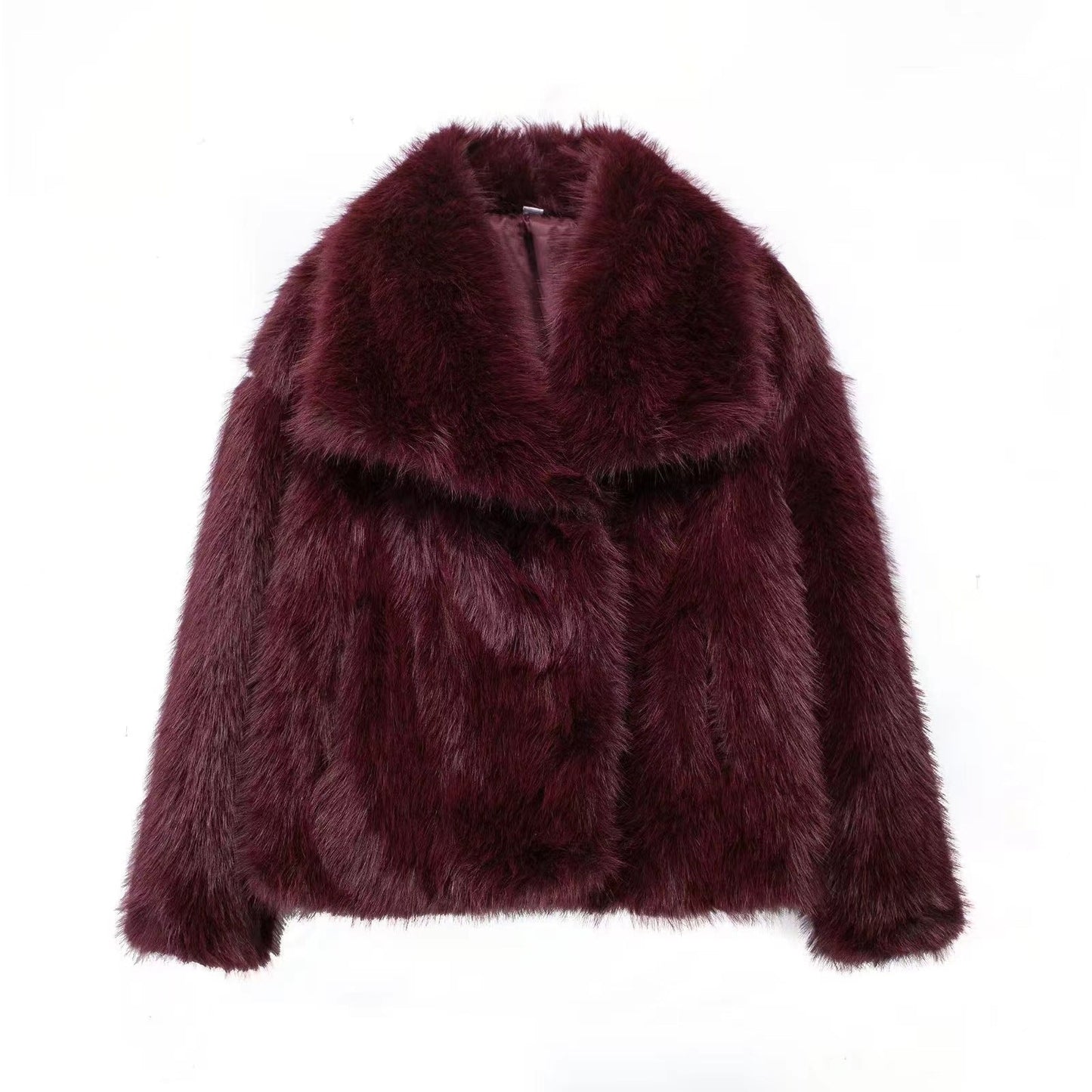 Women's Faux Fur Jacket – Oversized Shaggy Faux Fur Cropped Coat
