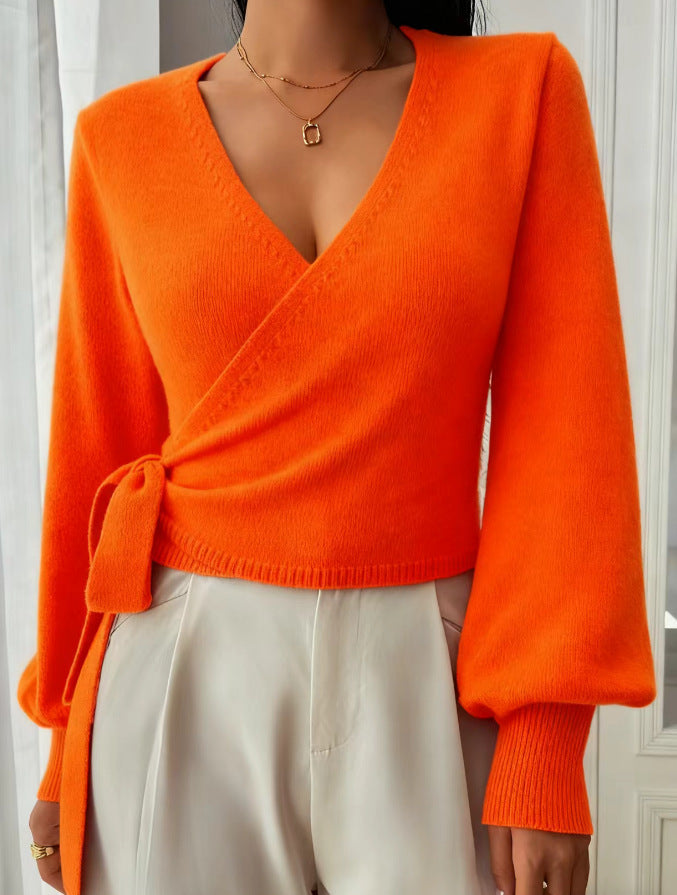 Women's V-Neck Long Sleeve Knit Layer Top