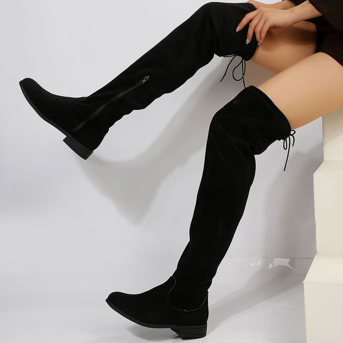Women's Suede Over The Knee Thigh High Flat Winter Boots