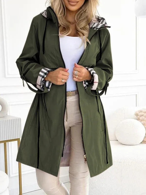 Women's Check-Lined Windbreaker Jacket