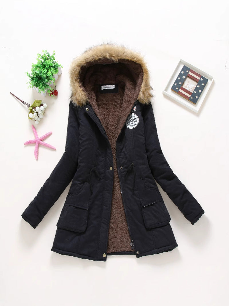 Women's Fur Hood Parka Fleece Lined Padded Winter Coat