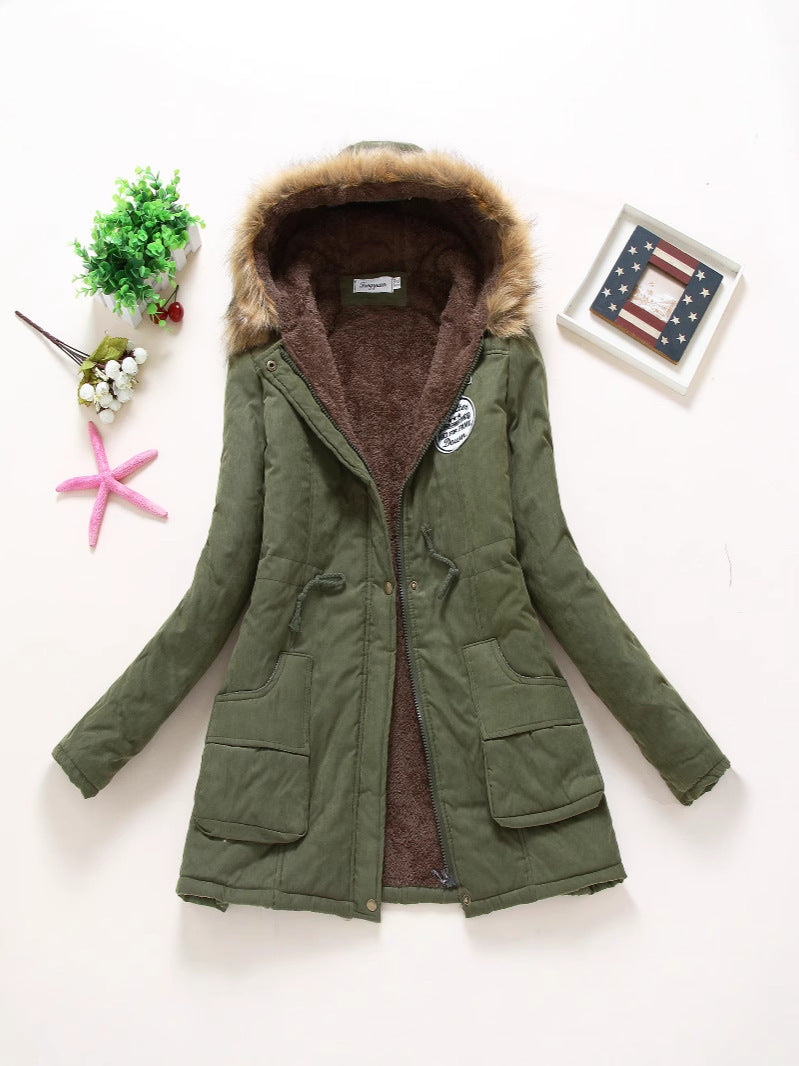 Women's Fur Hood Parka Fleece Lined Padded Winter Coat