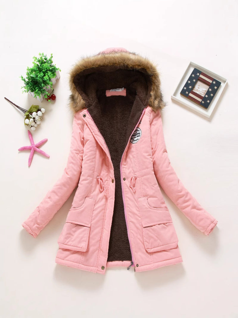 Women's Fur Hood Parka Fleece Lined Padded Winter Coat
