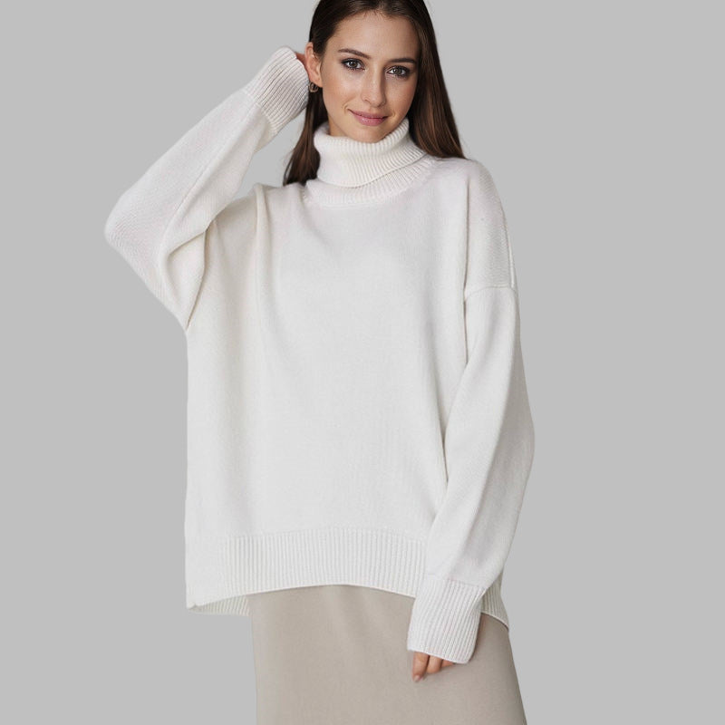 Women's Oversized Turtleneck Cap-Sleeve Knit Winter Vest