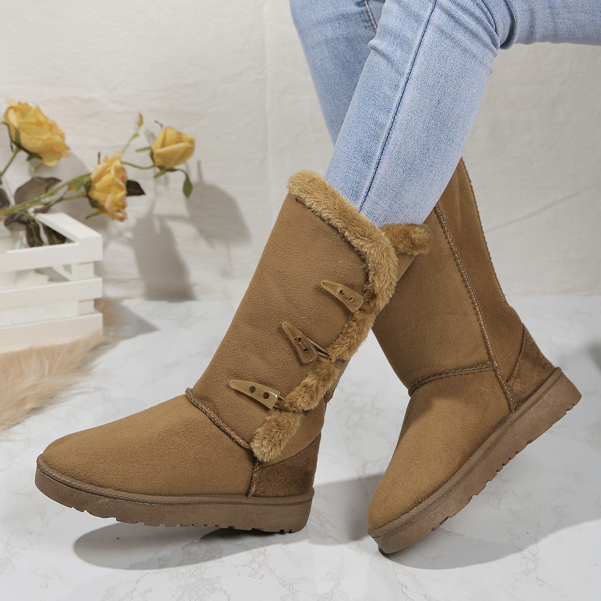 Women's Faux-Fur Lined Long Barrel Insulated Snow Winter Boots