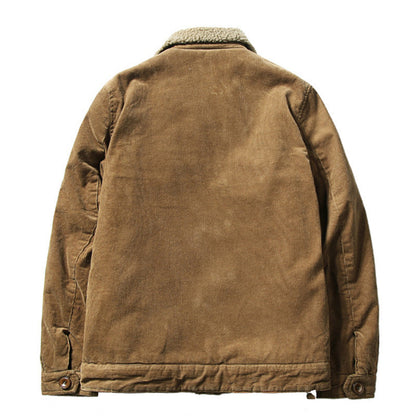 Men's Sherpa-Lined Fur Collar Corduroy Winter Jacket
