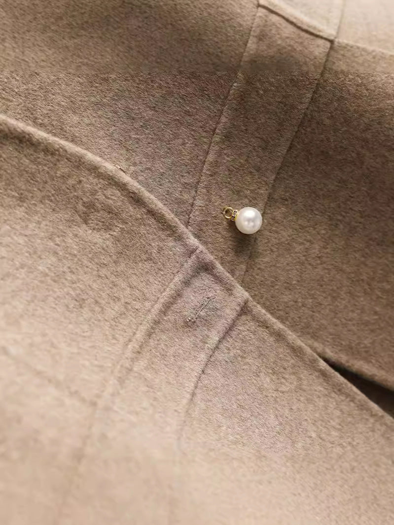 Women's Wool-Blend Peplum Vest Elegant Sleeveless Waistcoat with Pearl
