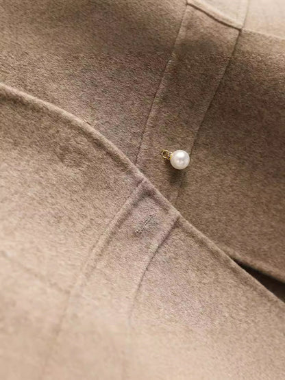 Women's Wool-Blend Peplum Vest Elegant Sleeveless Waistcoat with Pearl